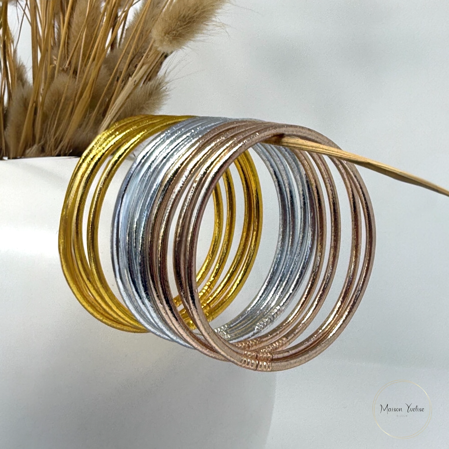 Jonc Fin Bouddhiste Thaïlandais – Authentique Kumlaï : Or rose / S