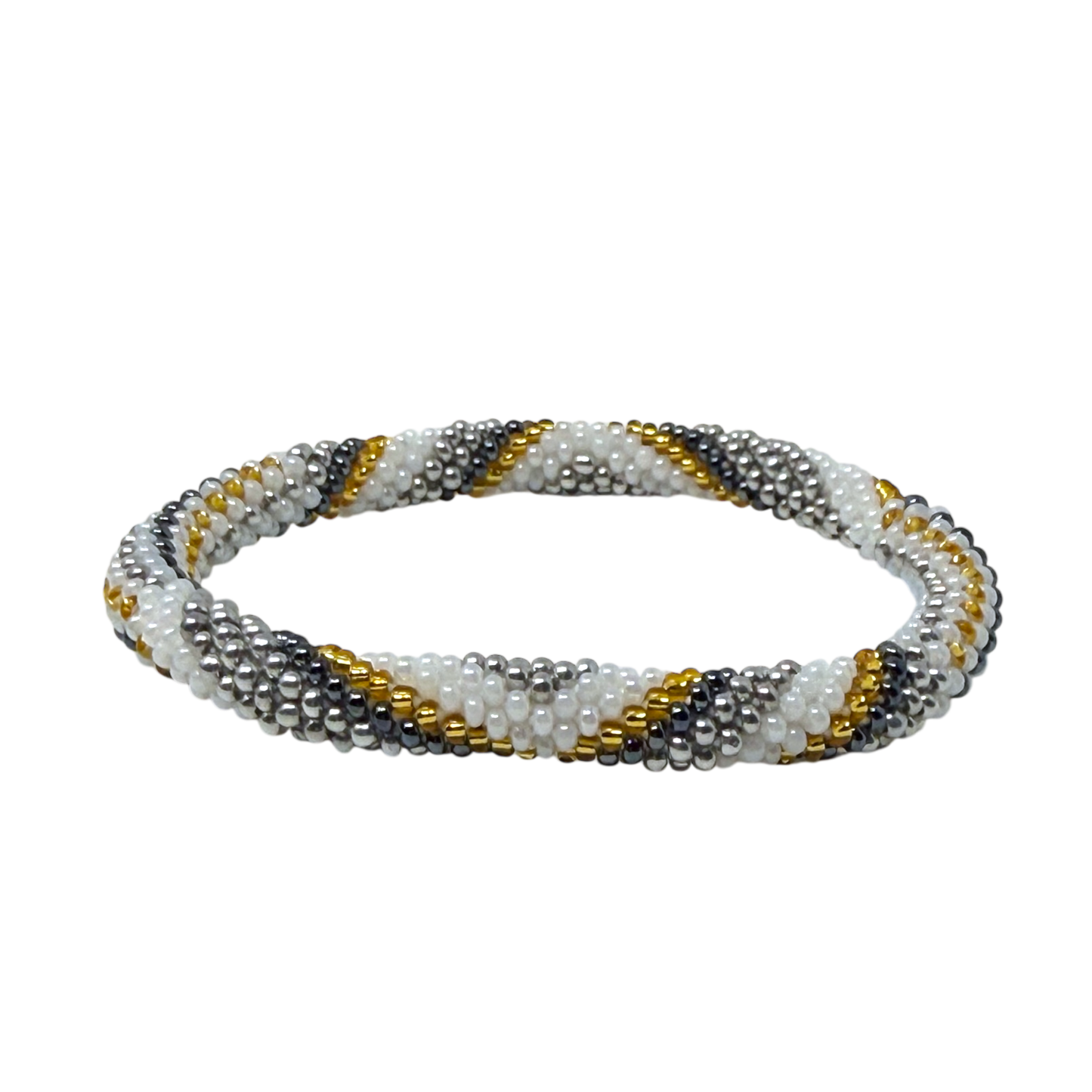 Bracelet Népalais Gris Argenté et Doré