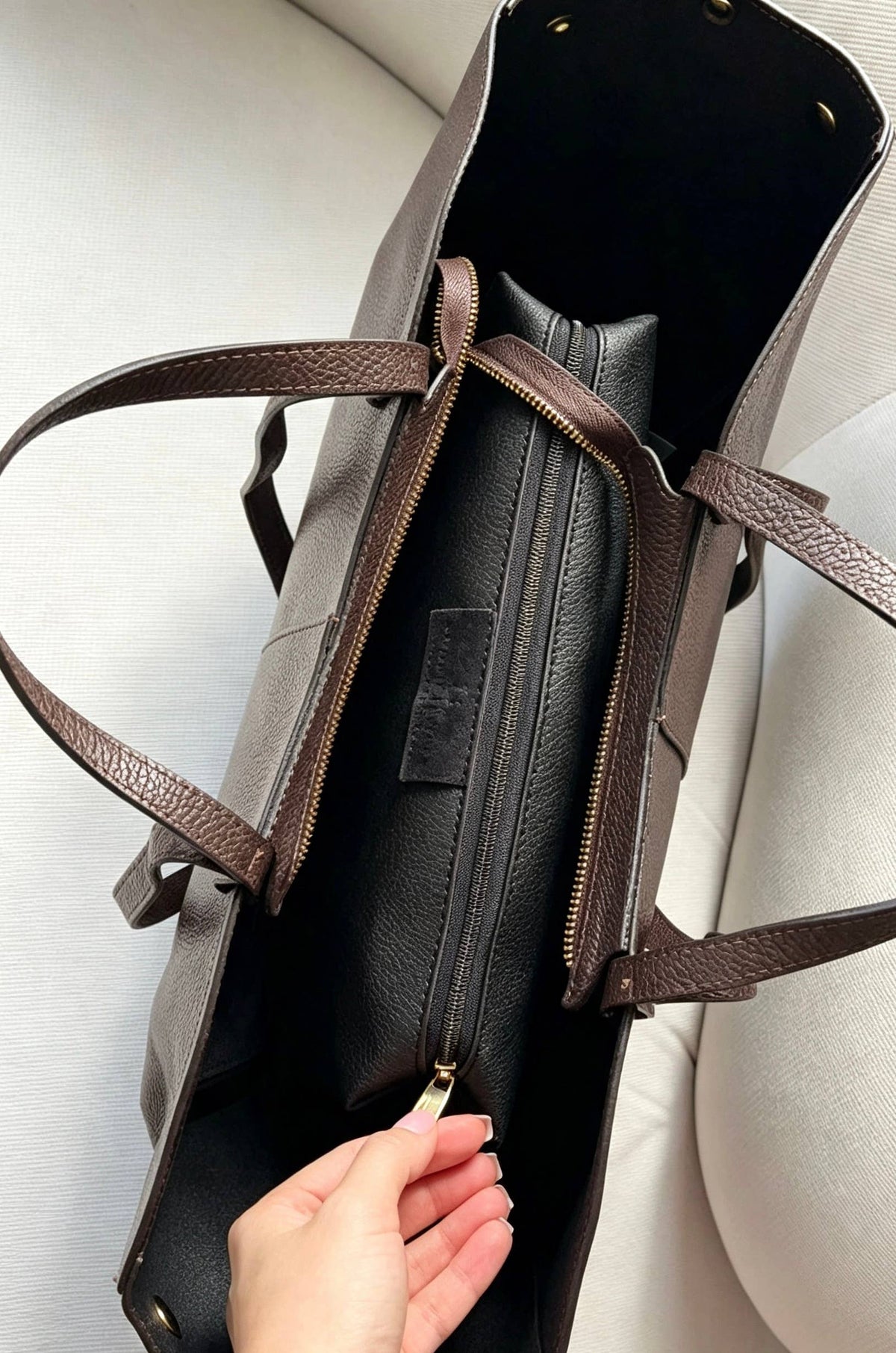 Grand sac cabas en cuir véritable