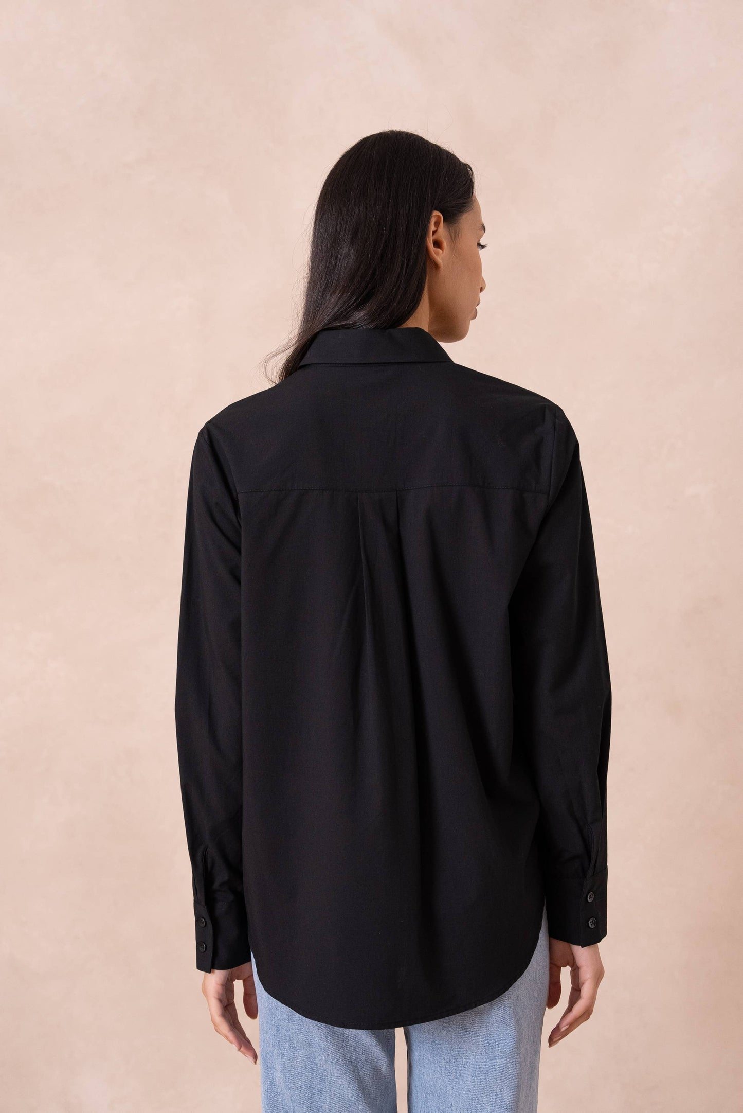 Chemise coton unie avec col à revers: Blanc