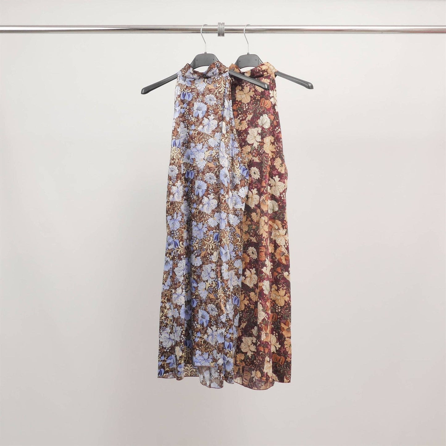 Robe fluide à col montant imprimé fleuri TDM09519-2
