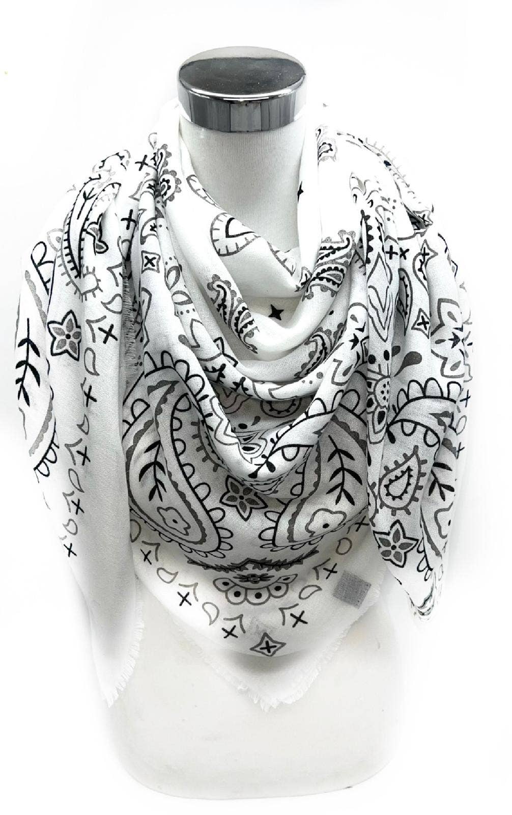 Foulard motif bandana - Matière fine: Blanc