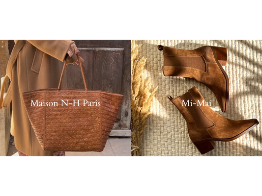 Sac marron Maison N-H Paris et bottines à talons marron Mi-Mai