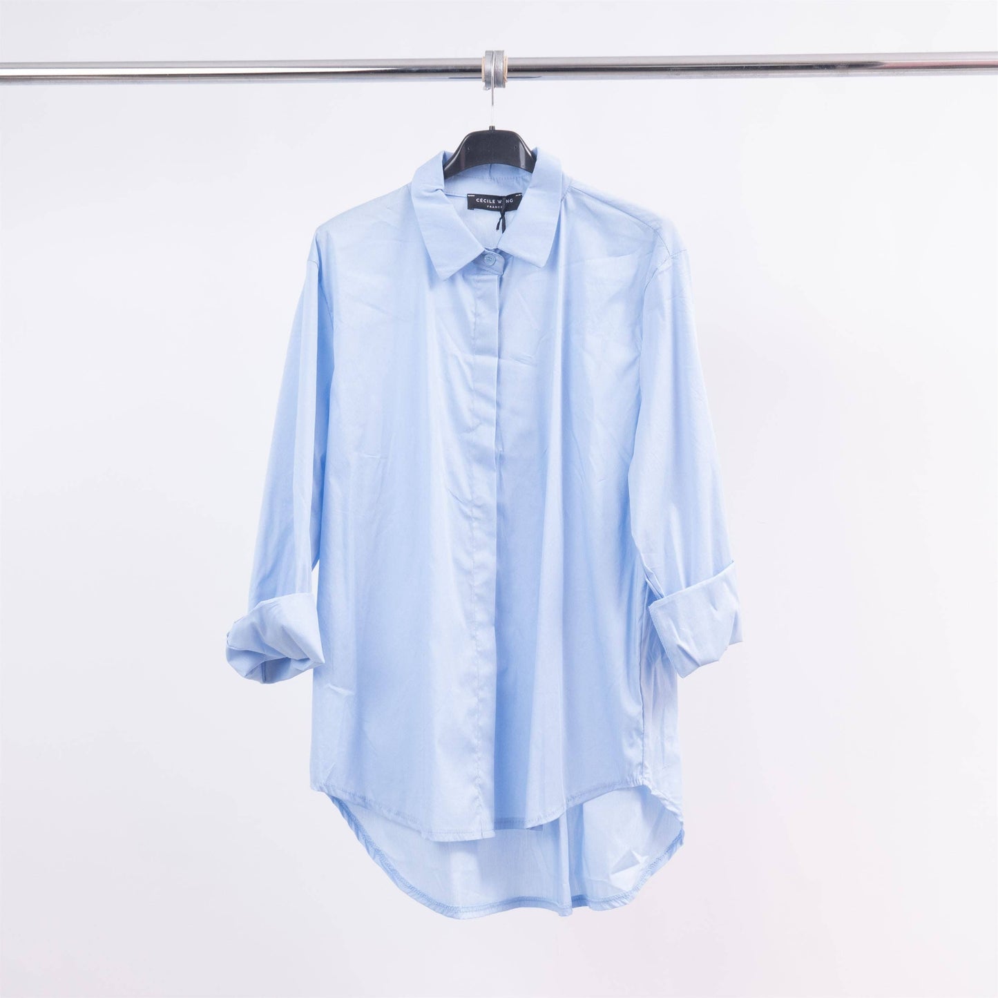 Chemise à patte invisible coupe droite – 12550320: Noir