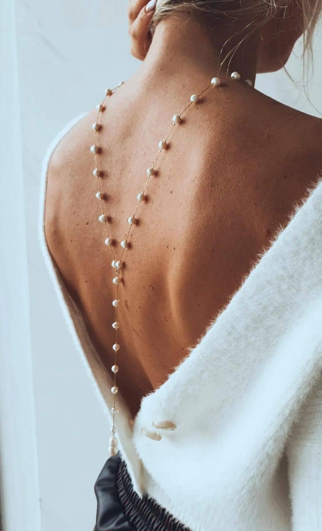 Collier lasso à perles en rosario: Or