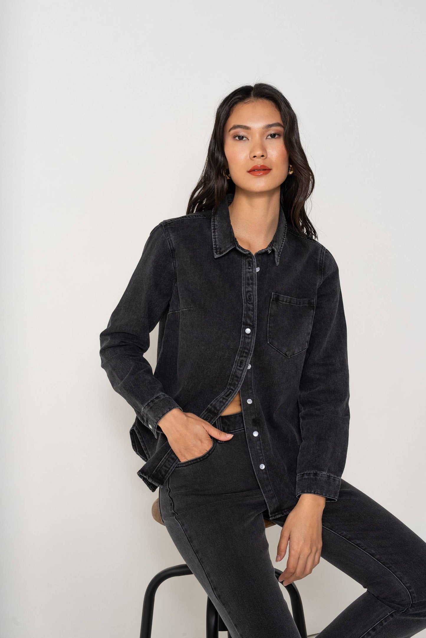 Chemise en jean Celia: Gris