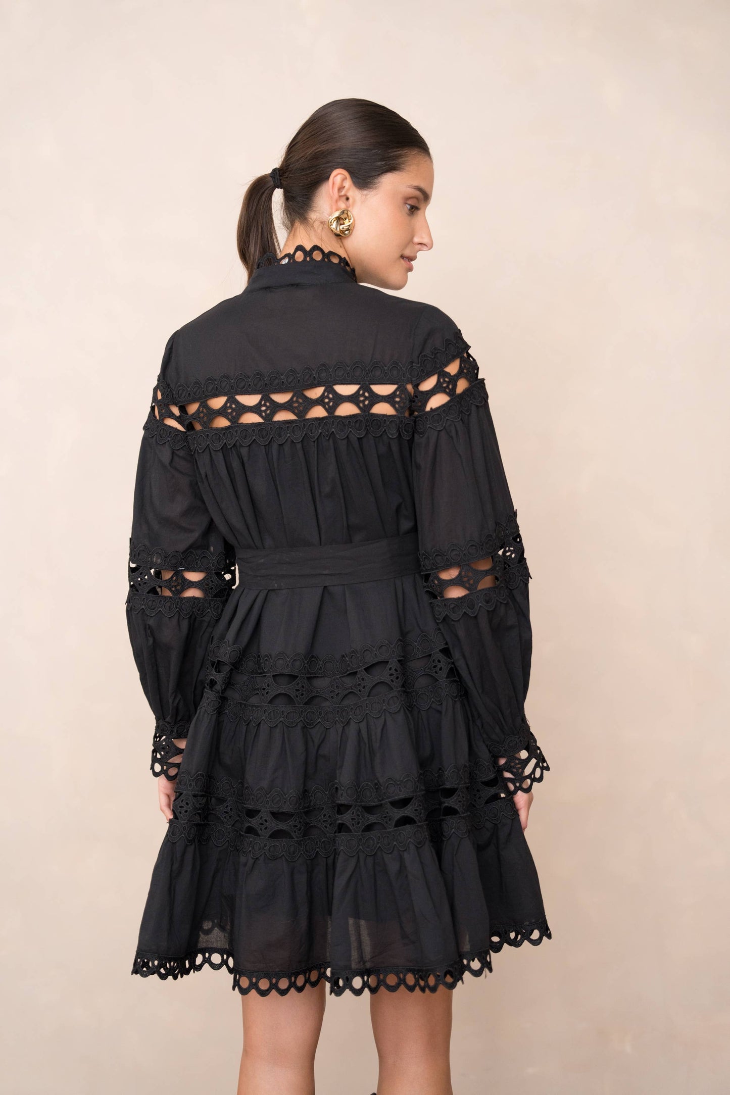 Robe courte Ellie en coton ajouré - 81033