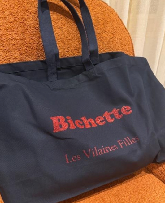 Sac XXL en coton "Bichette" coloris bleu marine