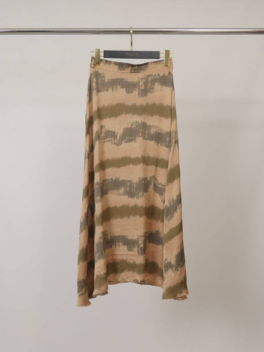 Jupe évasée en viscose satinée à imprimé brossé TDM31919-22