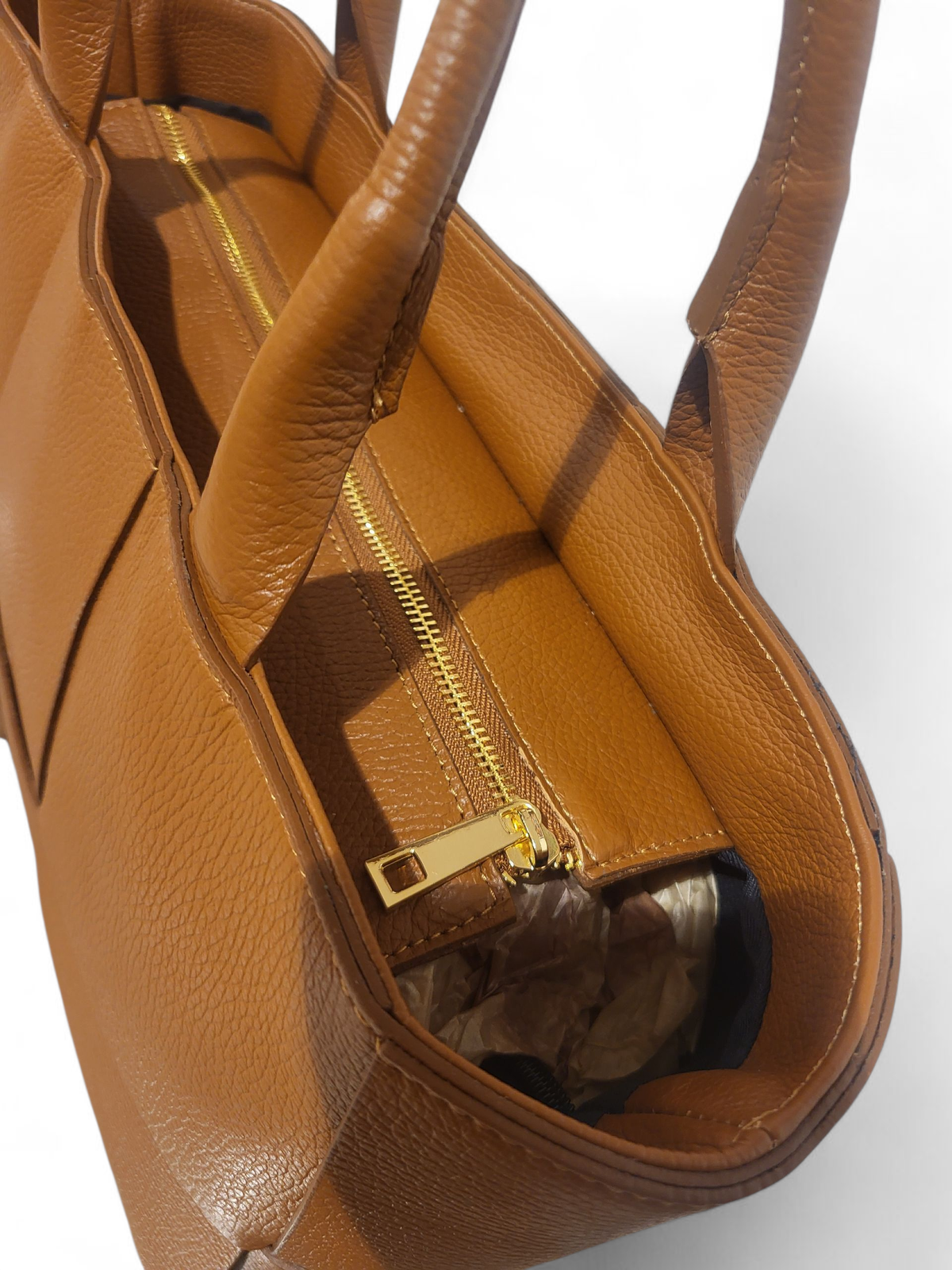 BELLA CLASSICA – Sac cabas en cuir Camel | Fabriqué en Italy