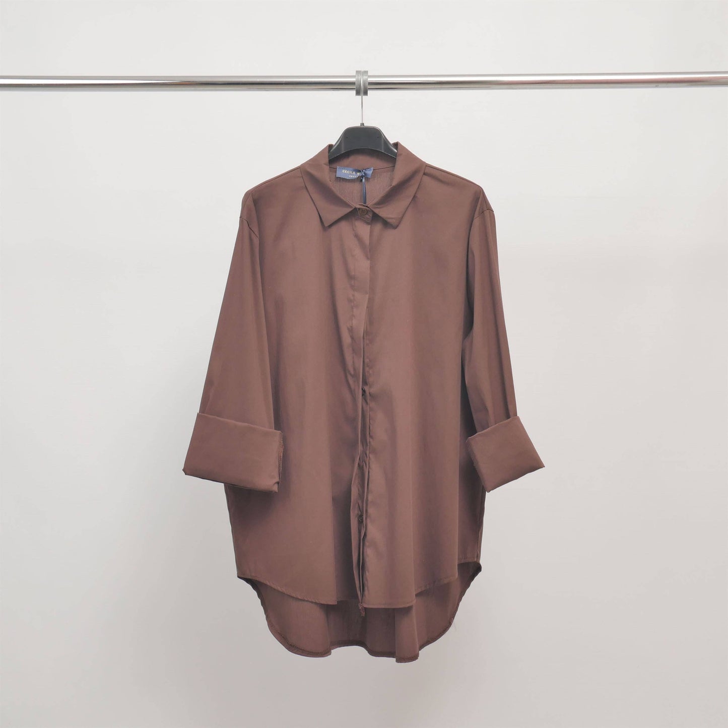 Chemise à patte invisible coupe droite – Noir