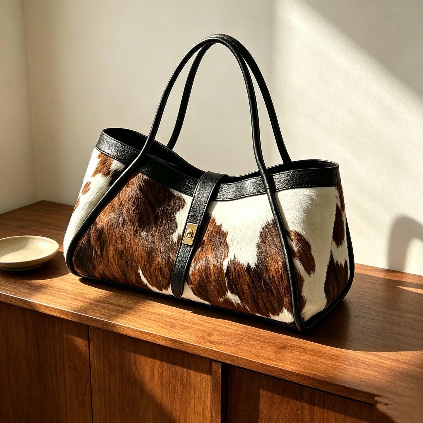 Sac en édition limitée en véritable cuir, poil de veau et Togo