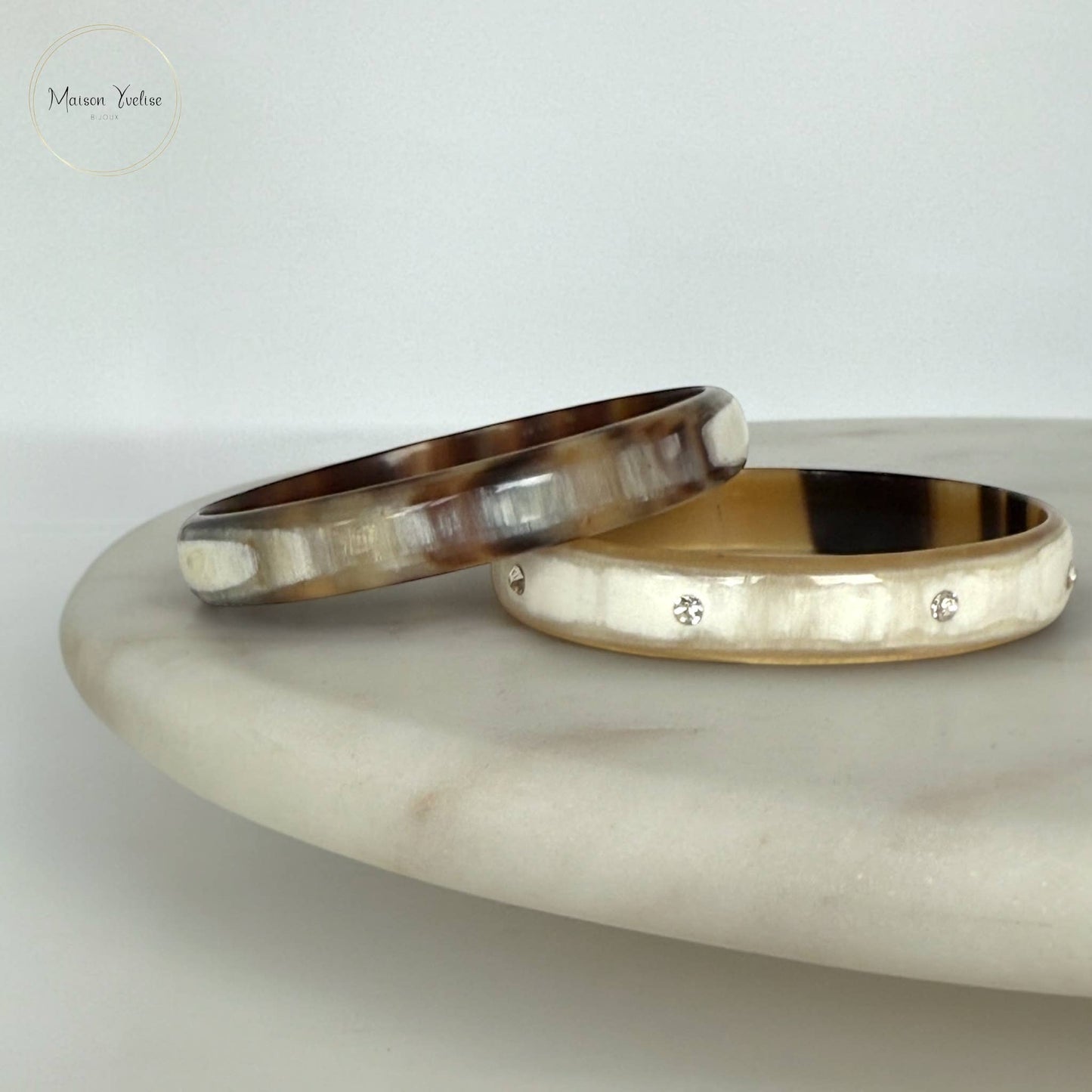 Bracelet Femme - Jonc en Corne de Buffle avec Diamants
