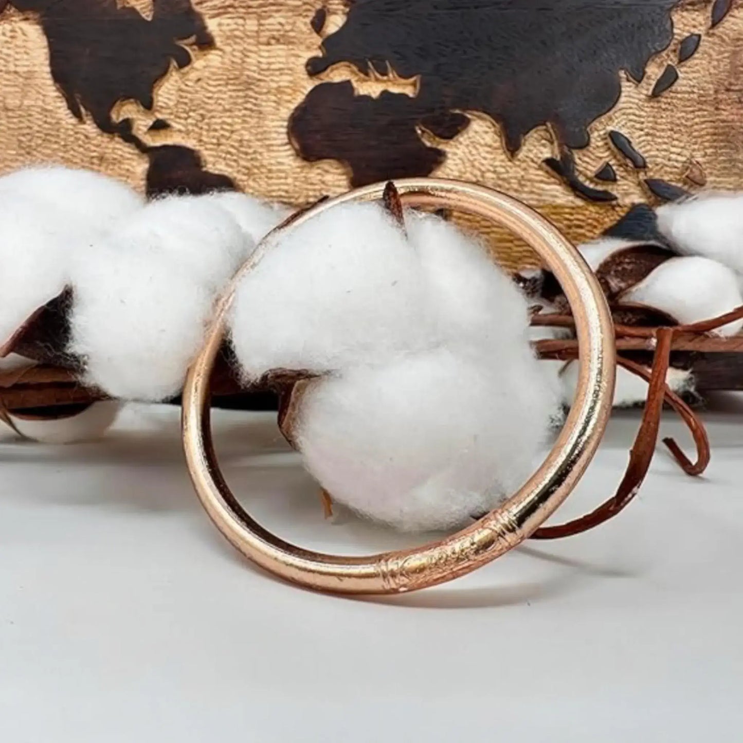 Bracelet Jonc Bouddhiste Thaïlandais Champagne Kumlaï Béni: 6.5 cm (Diamètre interieur)