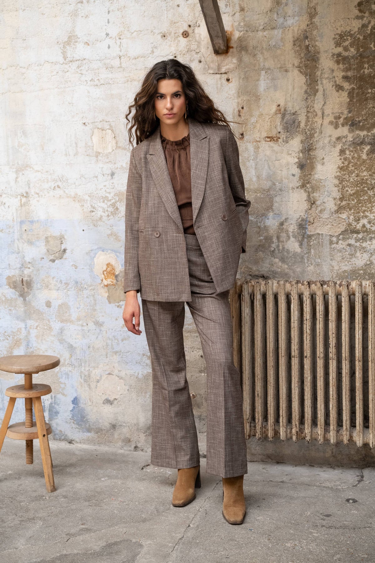 Blazer long à coupe croisée V371