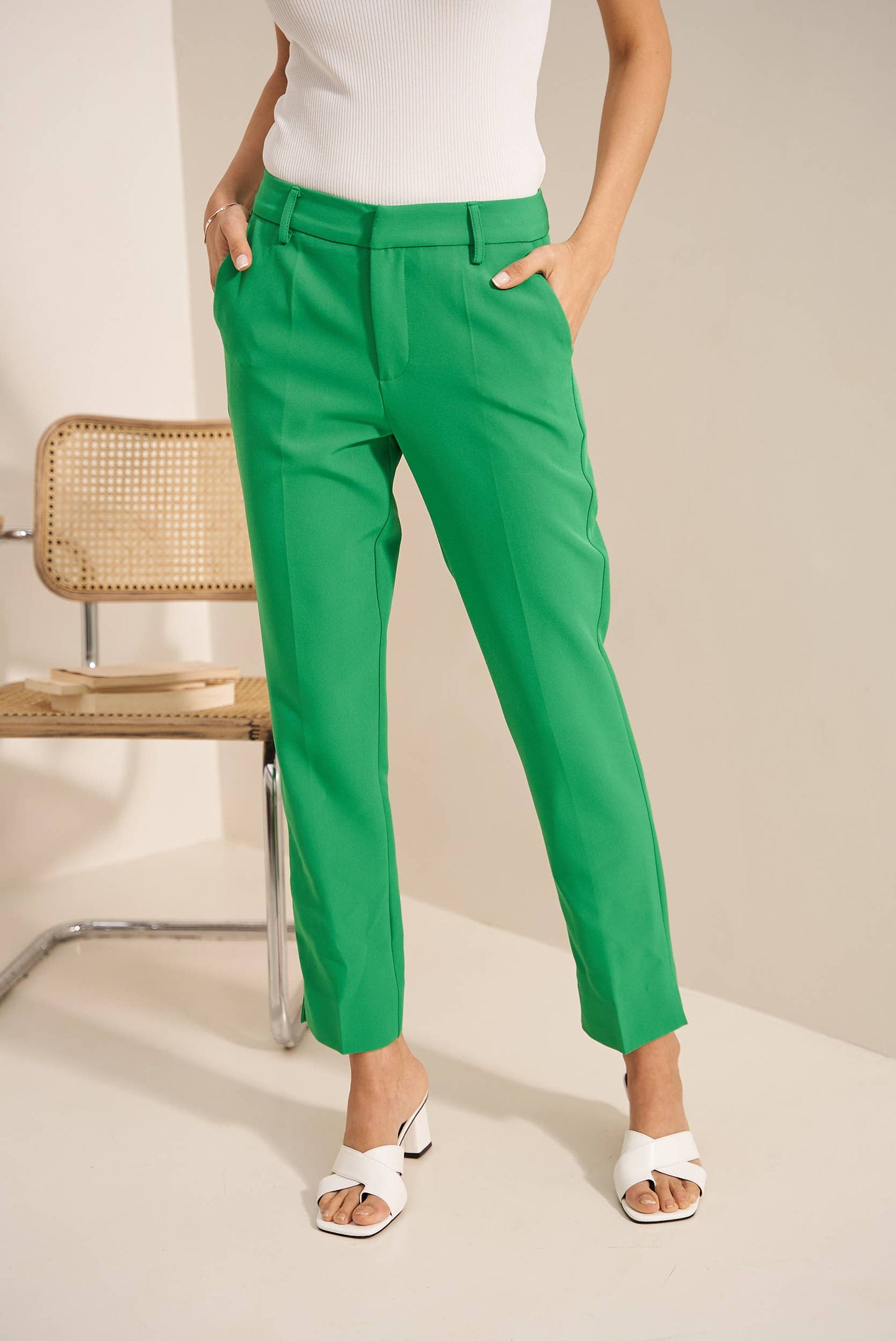 [Signature] Pantalon taille haute coupe cigarette : Noir