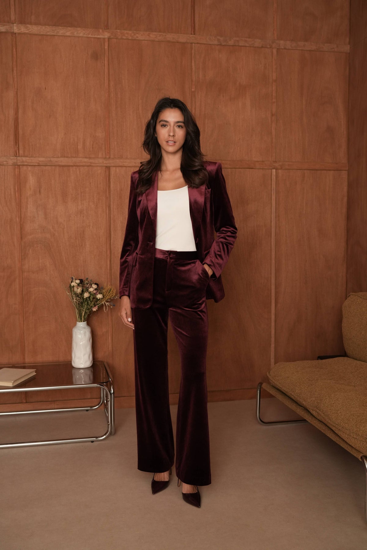Ensemble velours blazer & pantalon Ganny - V26115 & P2228
