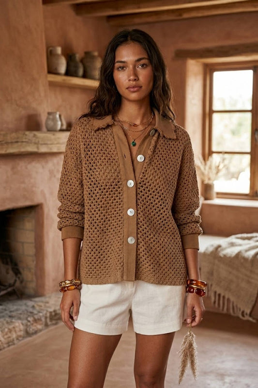 Veste crochet col chemise