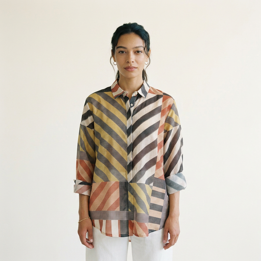 Chemise fluide imprimé géométrique graphique TDM50320-73