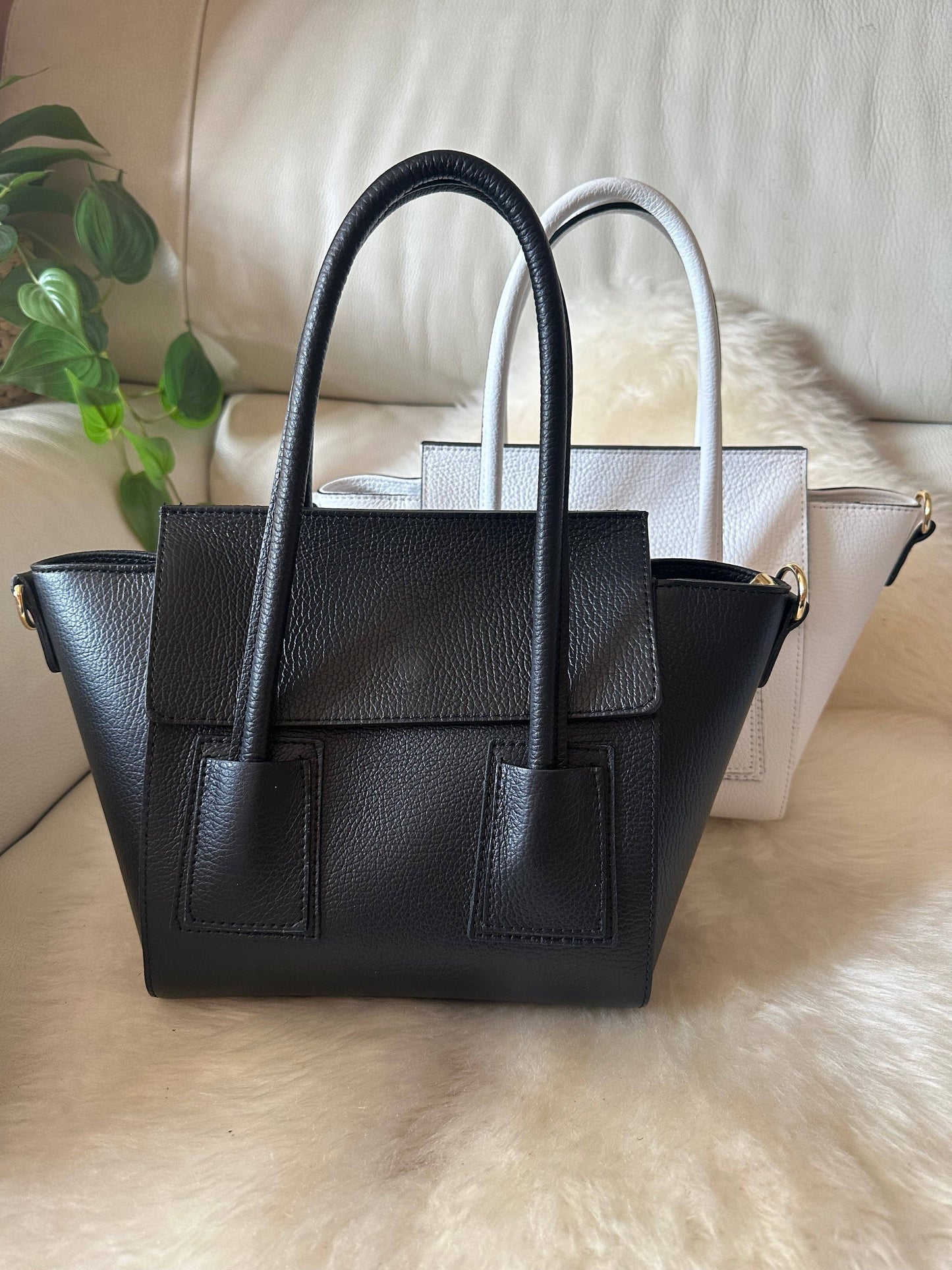 ANGELINA - Sac en cuir véritable: Bleu ciel