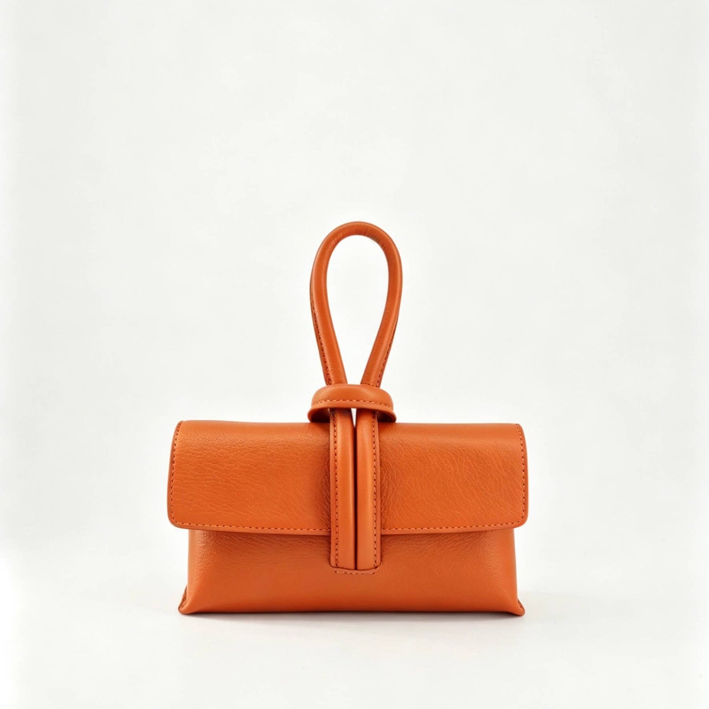 Sac à Main en Cuir Véritable Togo avec Bandoulière réglable: Orange