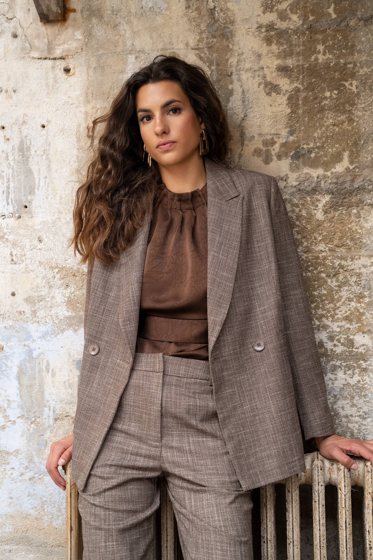 Blazer long à coupe croisée V371
