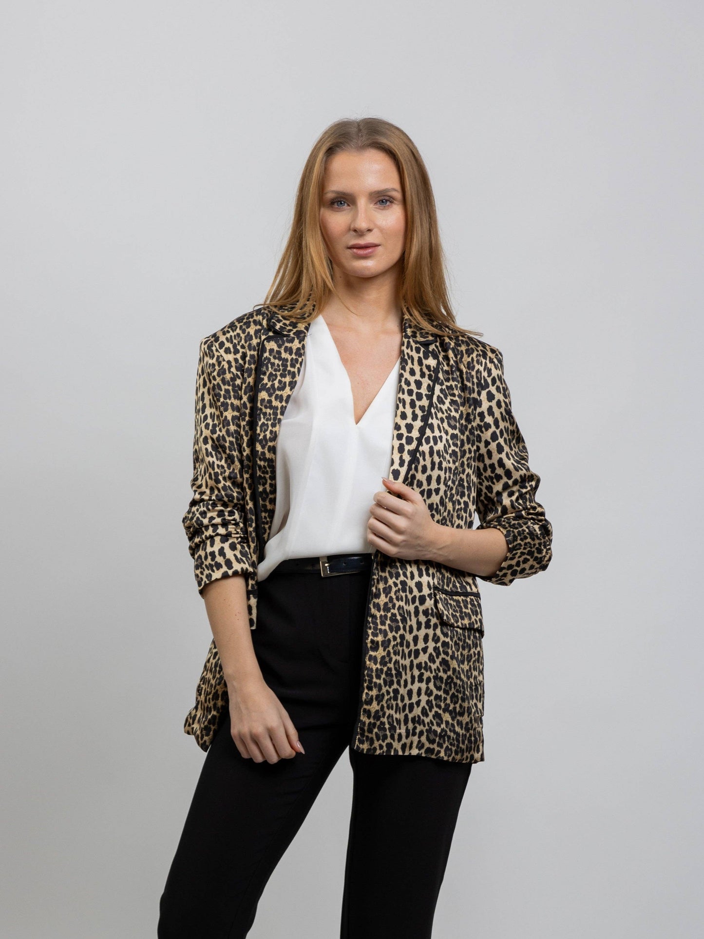 VESTE À IMPRIMÉ LÉOPARD SATINÉ: LEOPARD