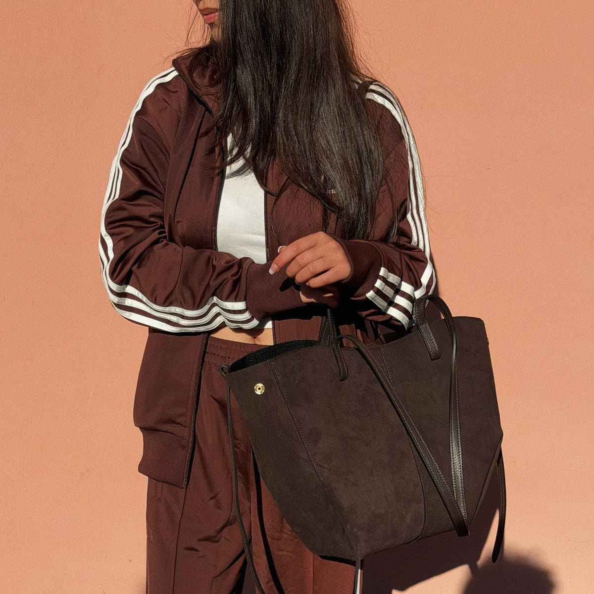 Sac en véritable cuir suédé, grande taille