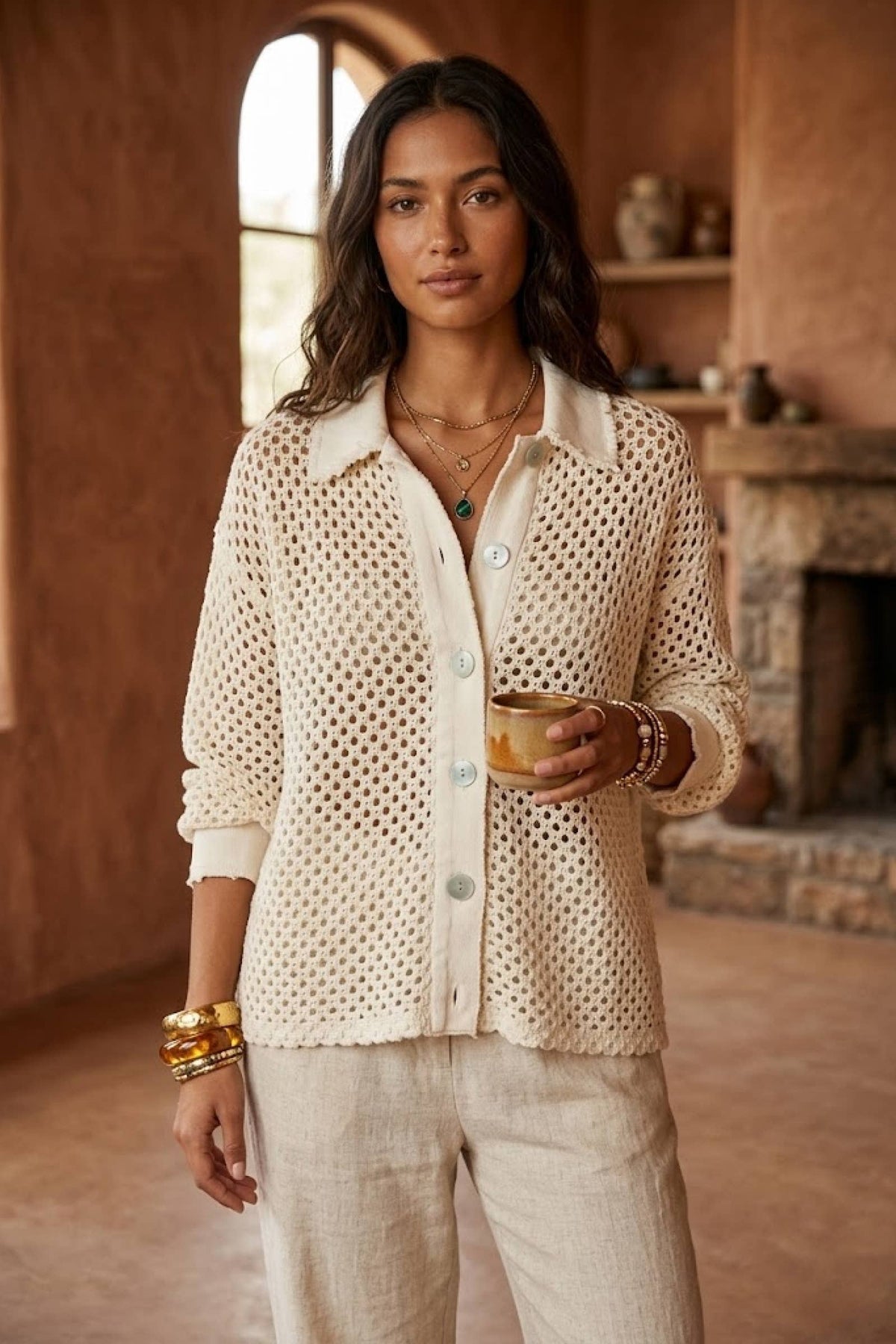 Veste crochet col chemise