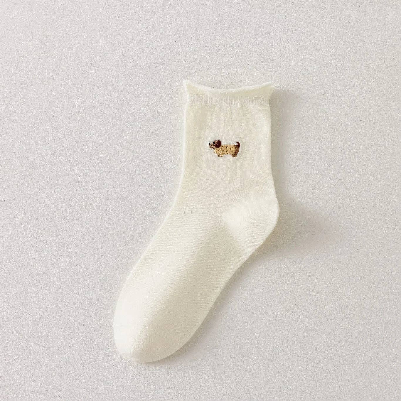 Chaussettes Blanches Petit Chien & Chat Femme I 35-41