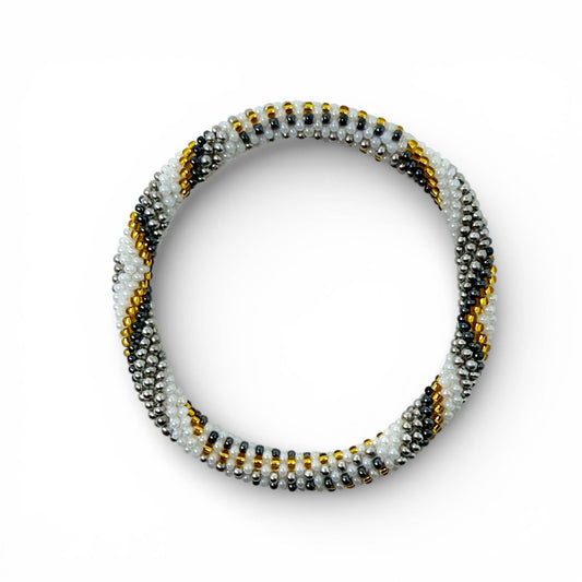 Bracelet Népalais Gris Argenté et Doré