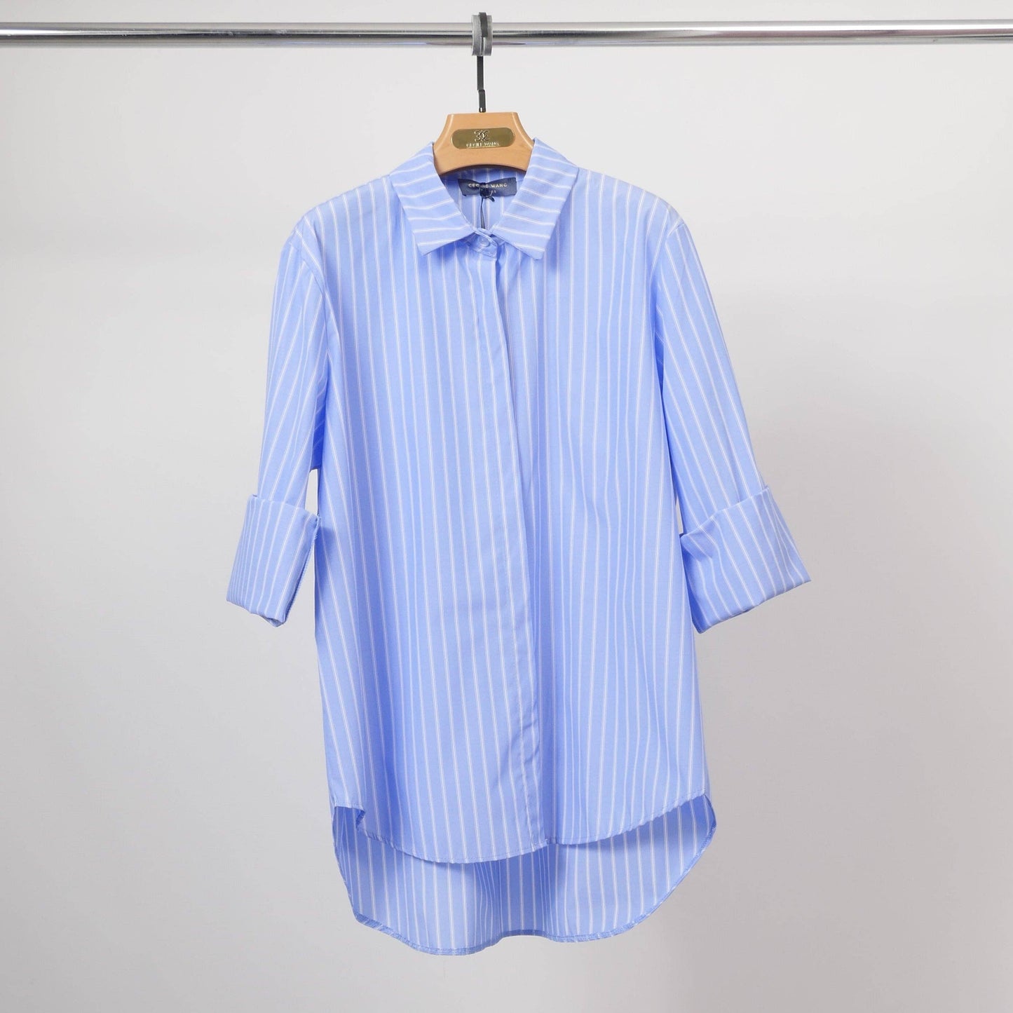 Chemise oversize rayée en coton stretch TDM50320-10