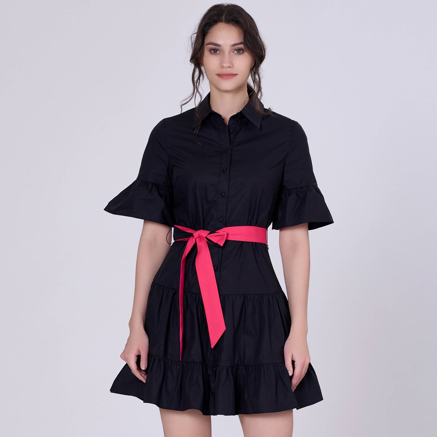 Robe coton volantée à manches tulipes
