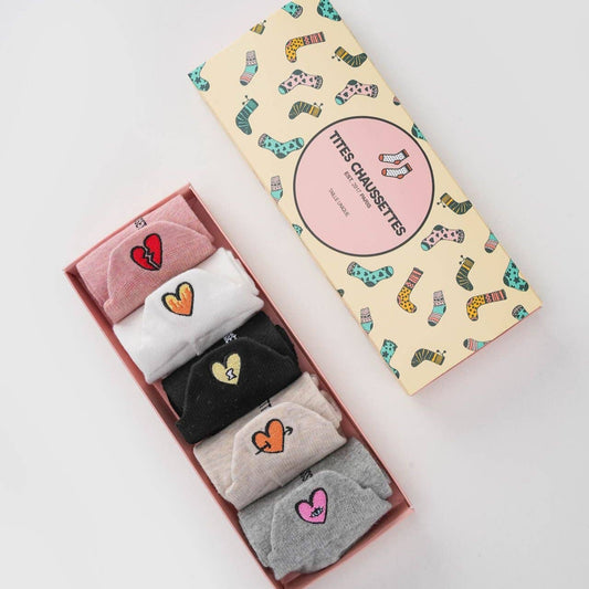 Lot de 5 Chaussettes Languette Cœur Femme I 35-41