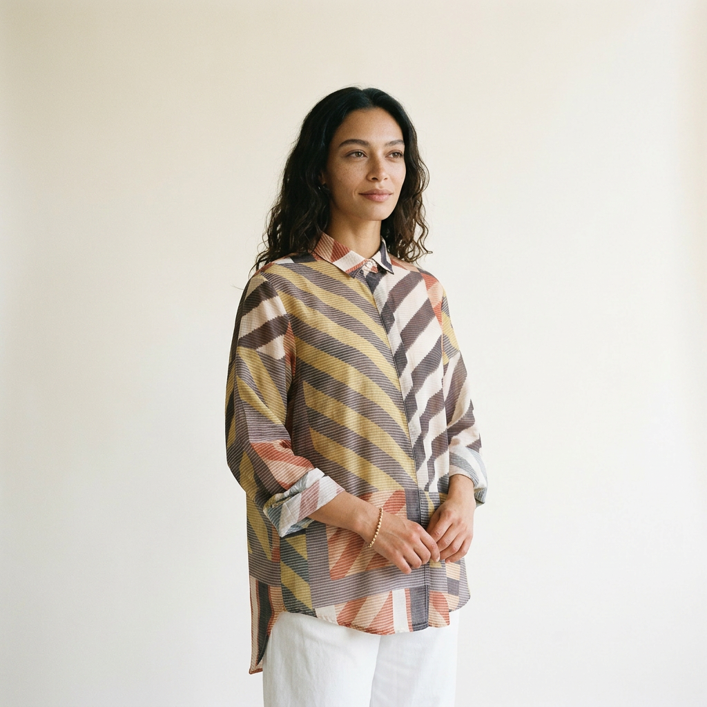 Chemise fluide imprimé géométrique graphique TDM50320-73