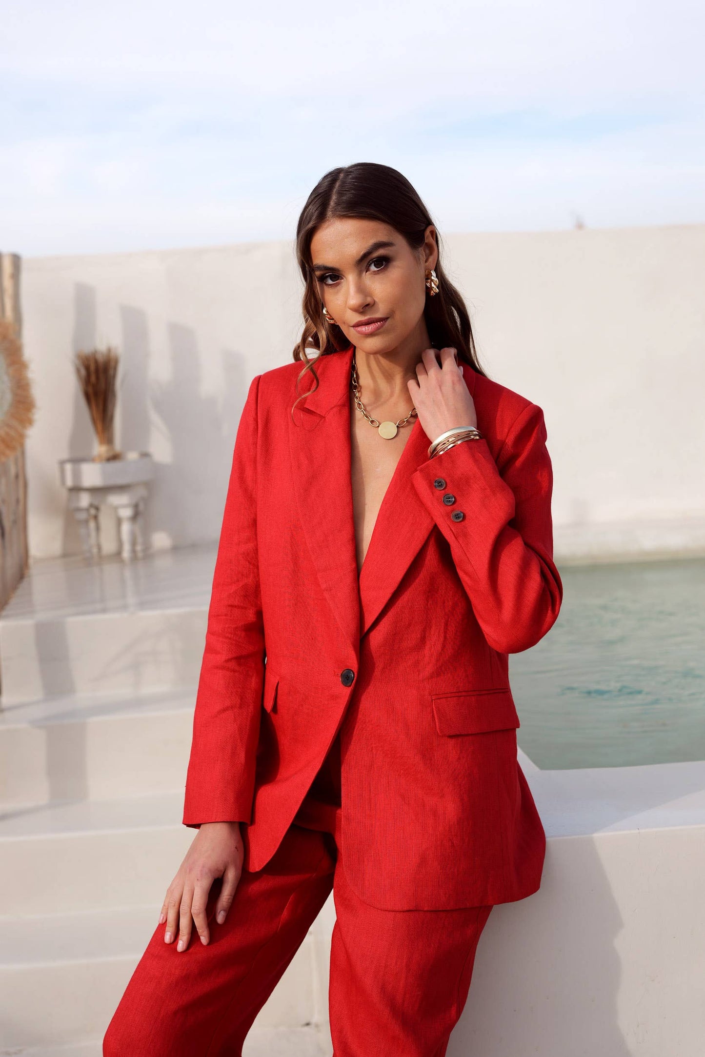 [Linen] Veste blazer coupe droite en lin qualité supérieure