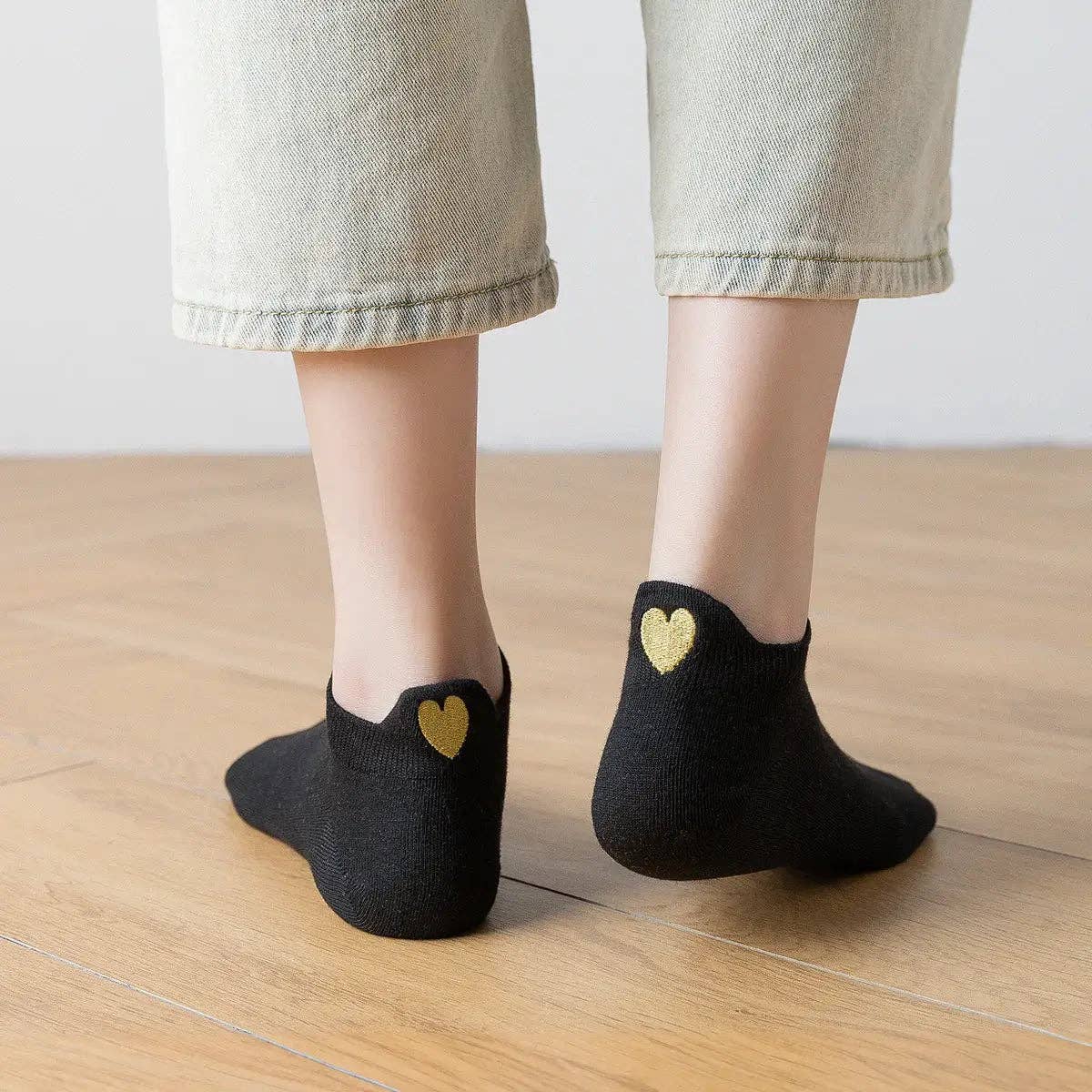 Lot de 5 Chaussettes Languette Coeur Doré Femme I 35-41