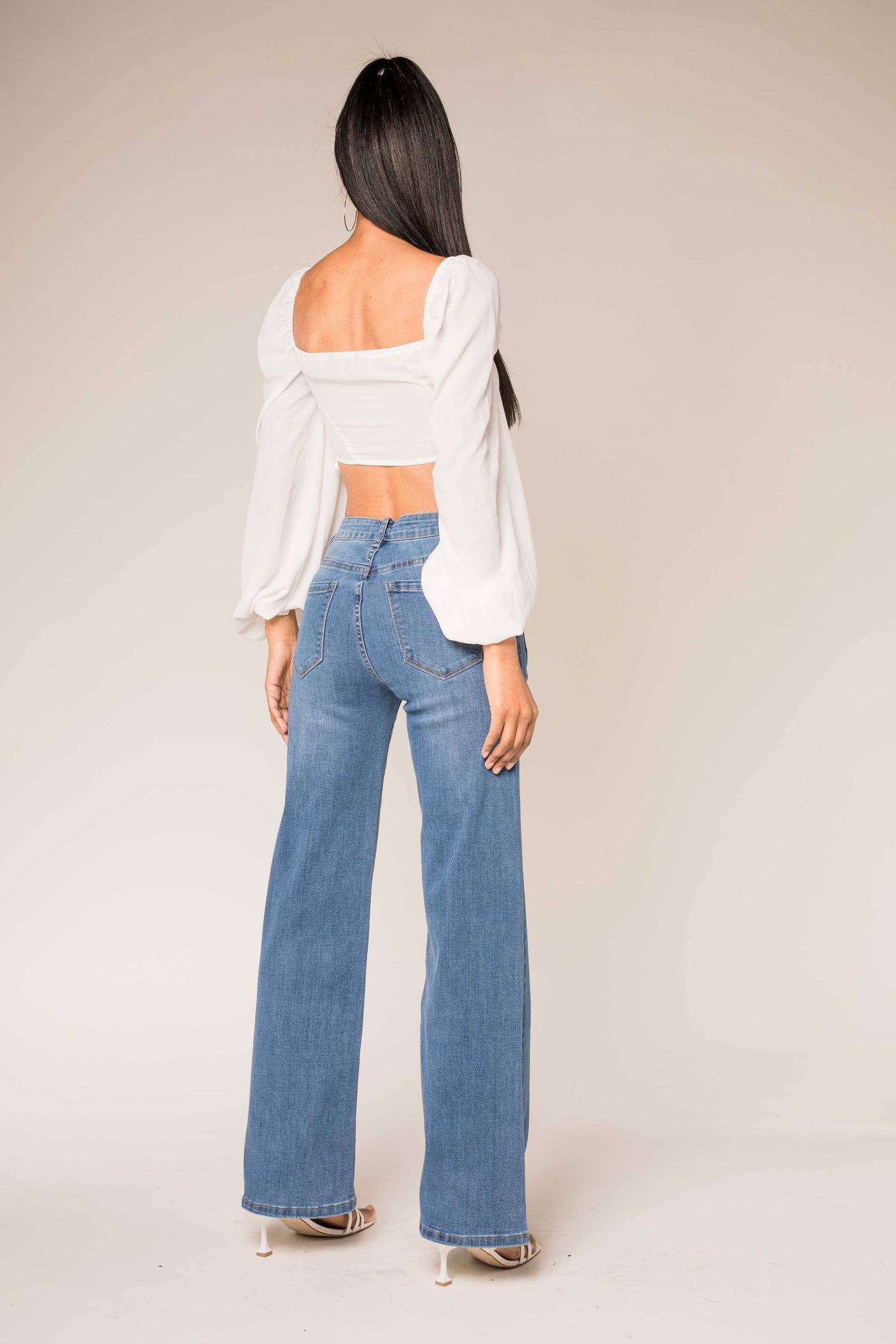 Back to school Jean Flare large taille haute stretch P139