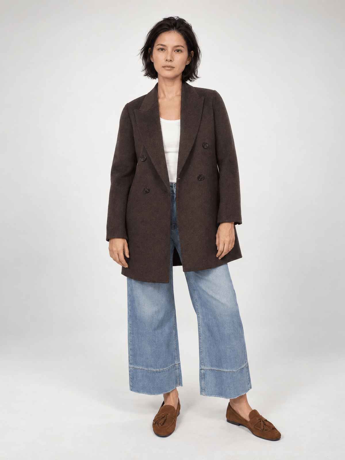 Manteau mi-long en laine à double boutonnage – DSY268855
