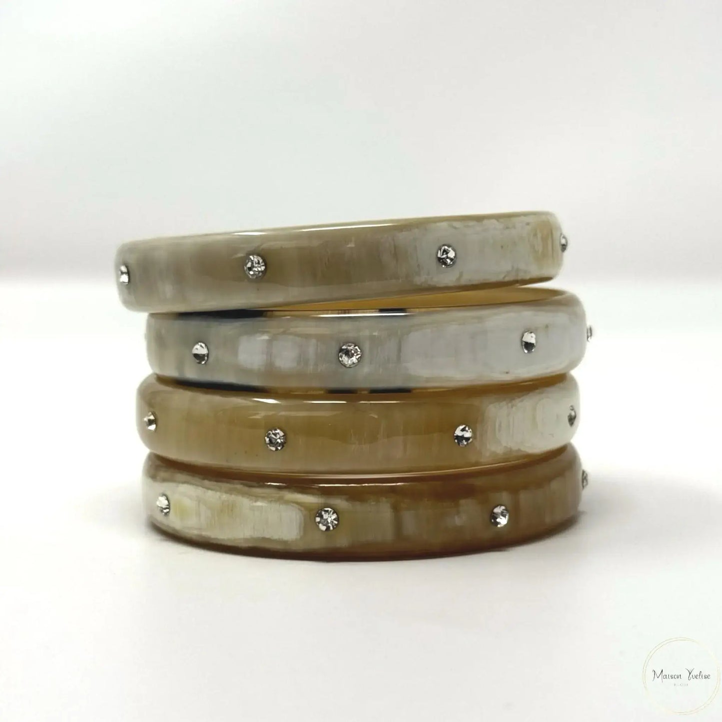Bracelet Femme - Jonc en Corne de Buffle avec Diamants