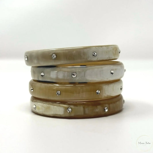 Bracelet Femme - Jonc en Corne de Buffle avec Diamants