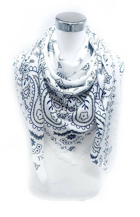 Foulard motif bandana - Matière fine: Blanc