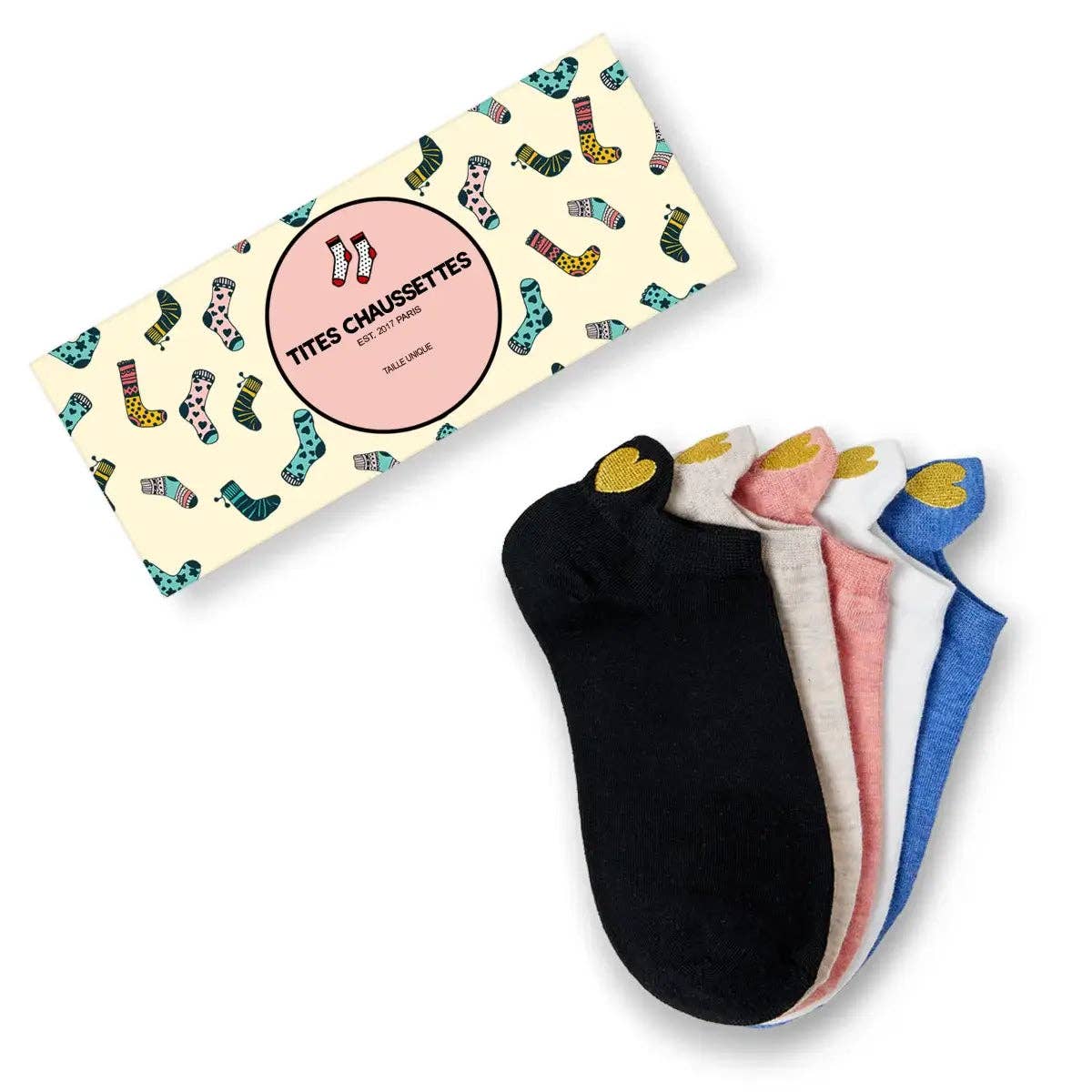Lot de 5 Chaussettes Languette Coeur Doré Femme I 35-41