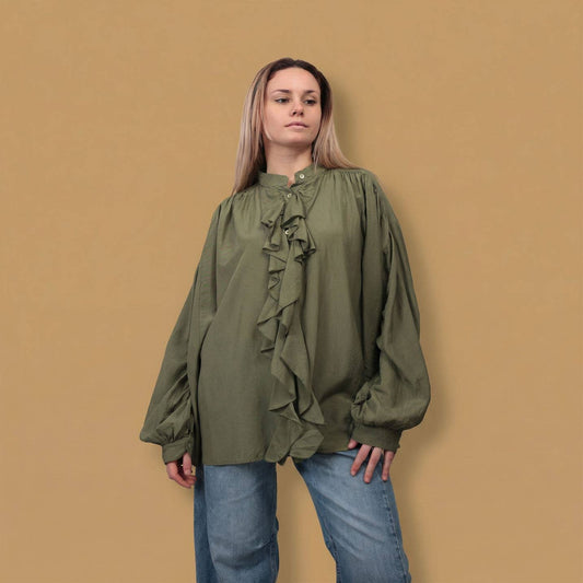 Chemise à volants col officier – DB14953