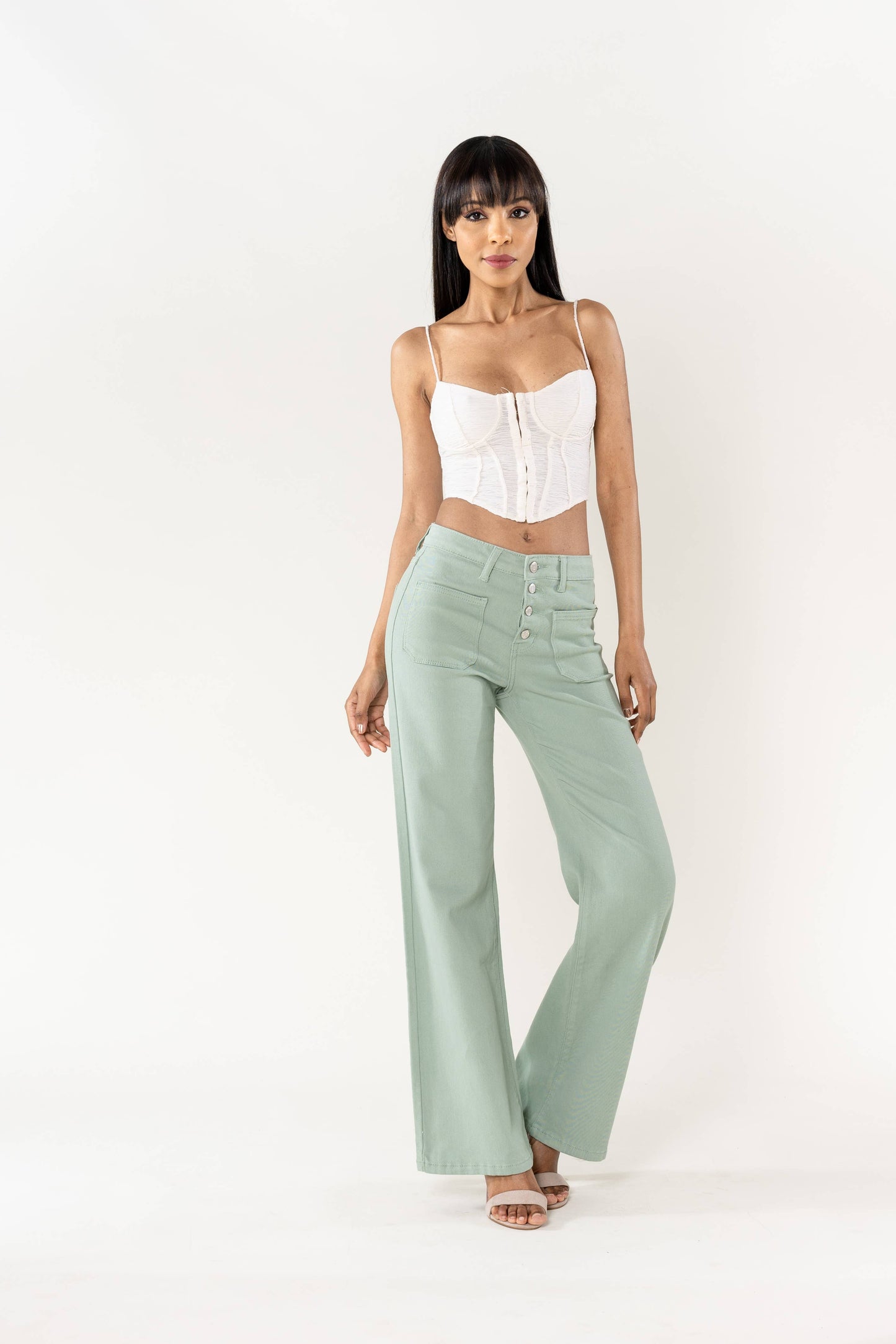 Back to school Jean Flare large taille haute stretch P139