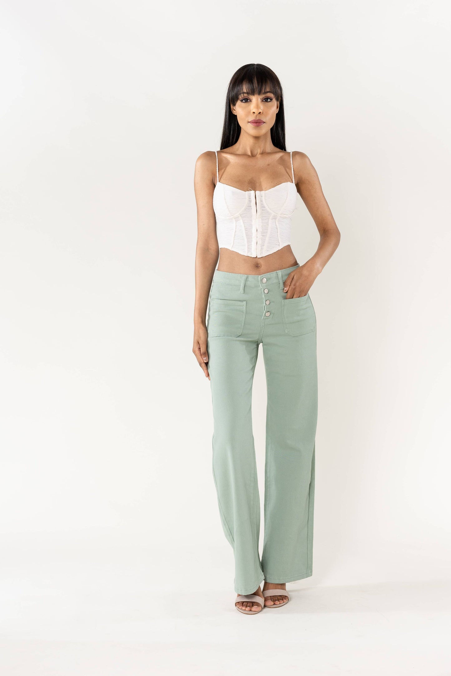 Back to school Jean Flare large taille haute stretch P139
