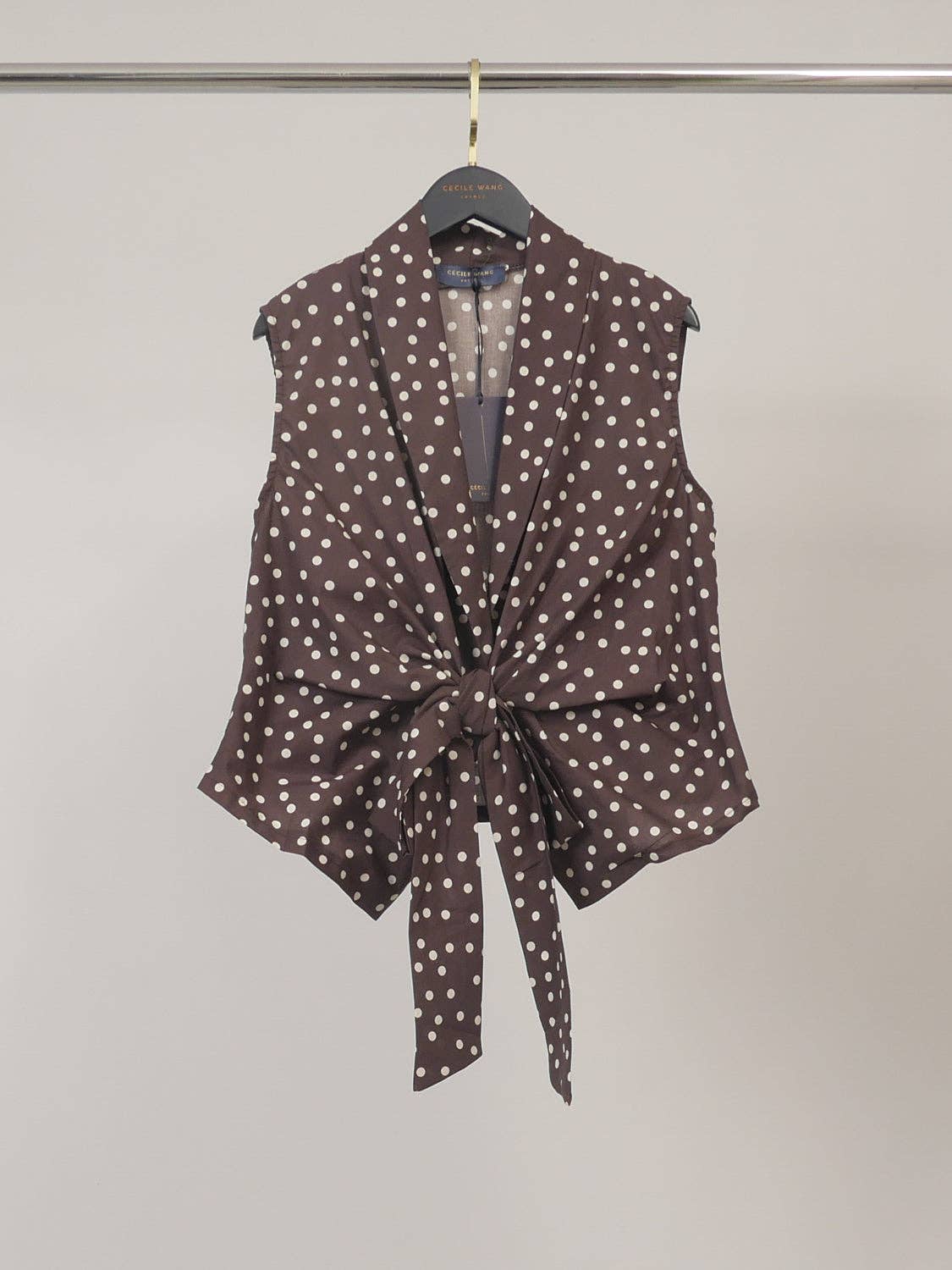 Blouse à pois cache-cœur nouée TDM53325PC15