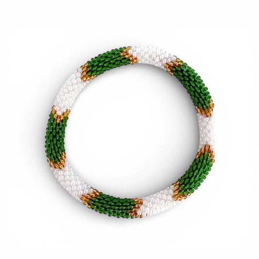 Bracelet Népalais Vert, blanc et doré