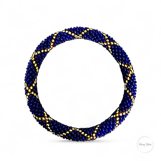 Bracelet Népalais Bleu Marine et Or