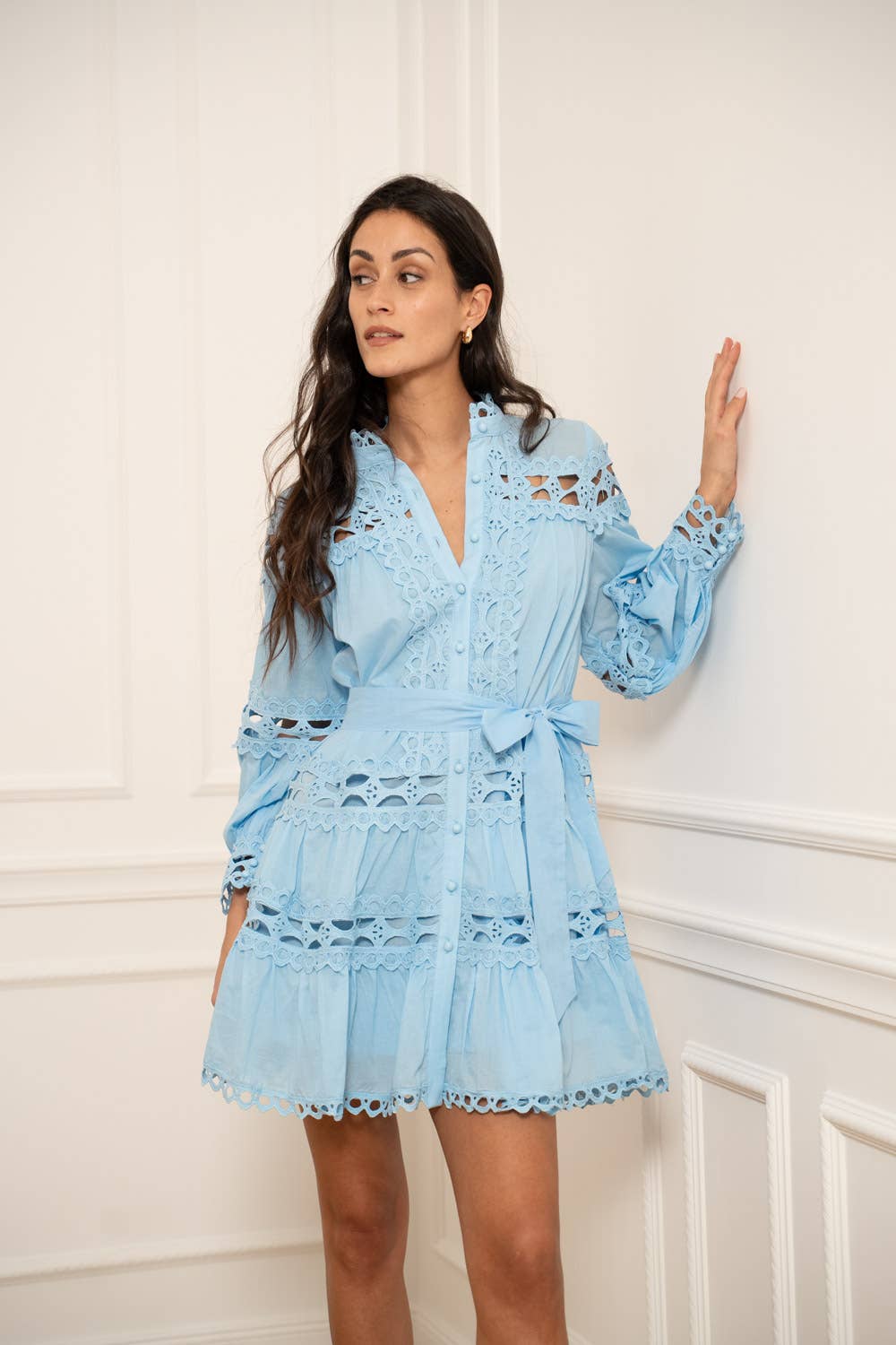 Robe courte Ellie en coton ajouré - 81033